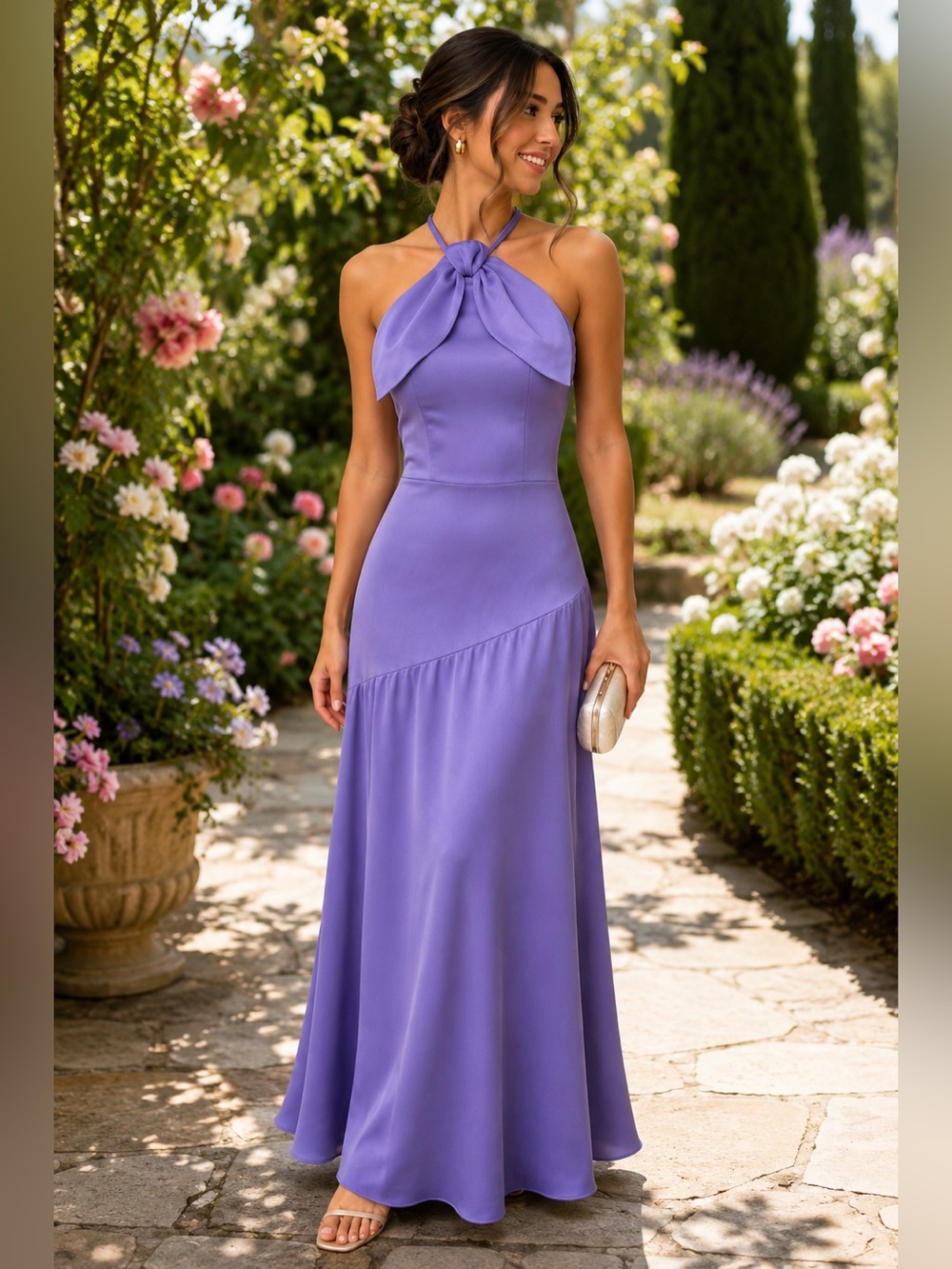 Endless Rose Lavender Halter Bow Maxi Dress – Size S